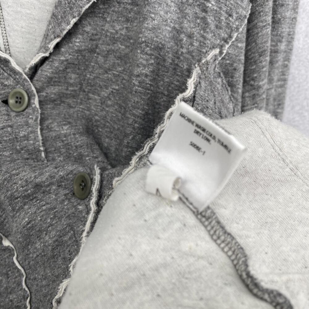 EILEEN FISHER Jacket PL Double Knit Jersey Cotton Raw Trim Button Up Blazer Gray - Picture 9 of 15